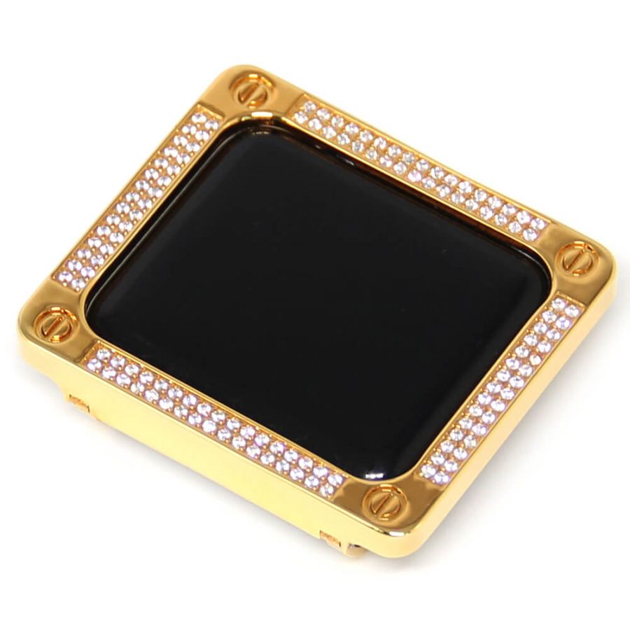 Apple watch gold diamonds square metal case with engraving